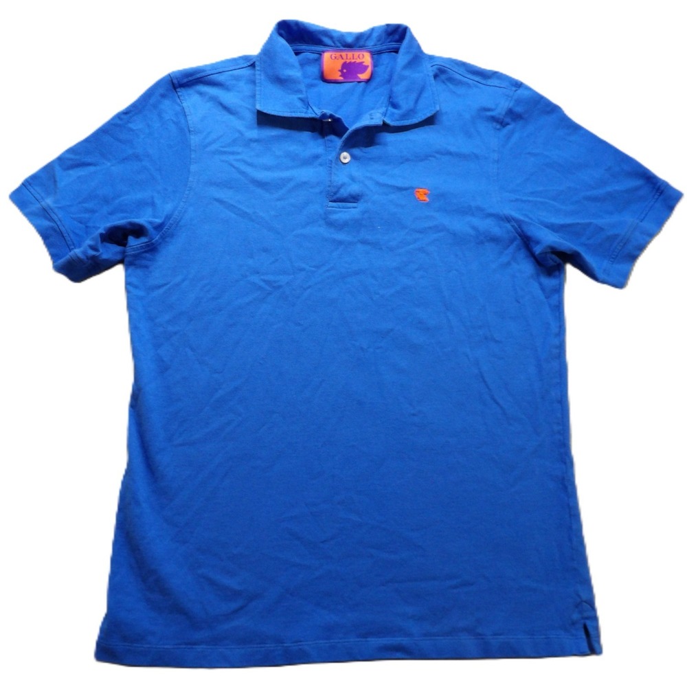Gallo Polo Shirt Men S Blue Pique Cotton Regular Fit Short Sleeve Rooster Logo